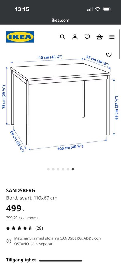 Matbord Ikea Sandsberg