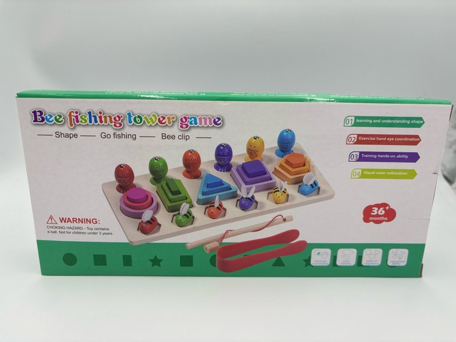 Montessori magnetiska leksaker inklusive lärande torn och fiskespö