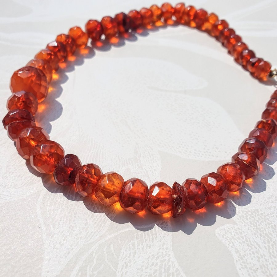 Äkta Bärnstenshalsband Vintage Fasetterade pärlor natur bärnsten amber choker