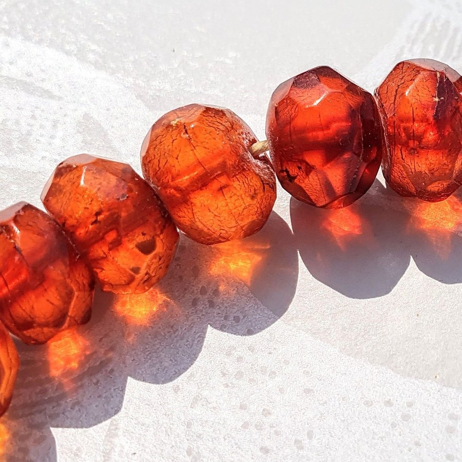 Äkta Bärnstenshalsband Vintage Fasetterade pärlor natur bärnsten amber choker