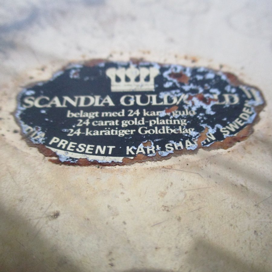 Vintage Scandia Guld rund bricka belagt med 24 karat guld