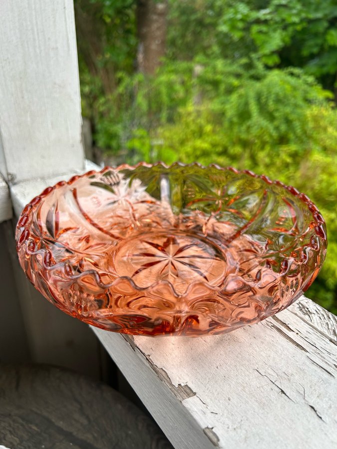 Glimma glas- skål-pressglas- vintage-glasskål-serveringsskål