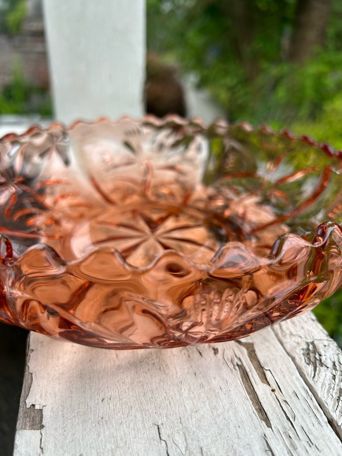 Glimma glas- skål-pressglas- vintage-glasskål-serveringsskål