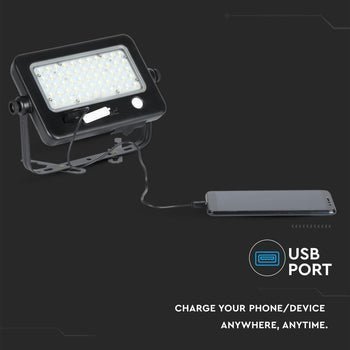 LED-Strålkastare 10W med Solcellspanel