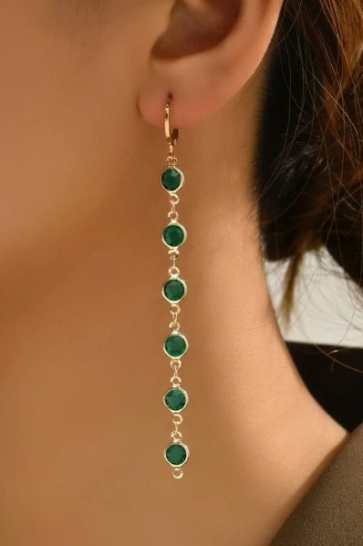 Vackra örhängen med gröna rhinestones NYA