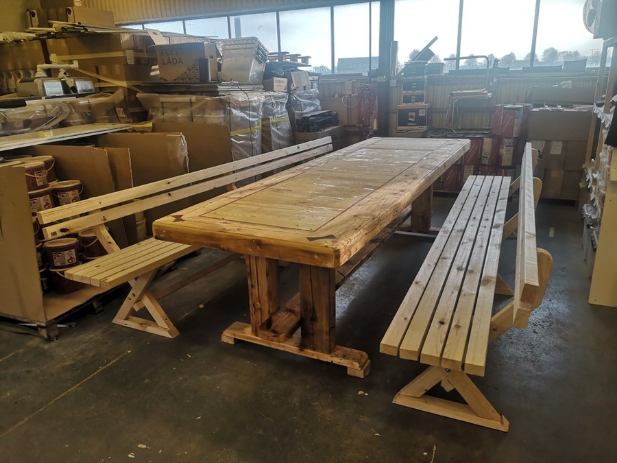 Wooden Table and Bench Set