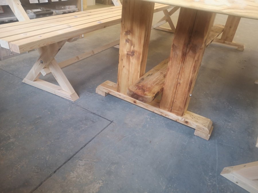 Wooden Table and Bench Set