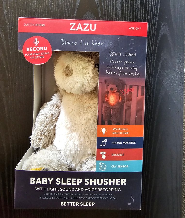 Zazu Bruno the Bear Baby Sleep Shusher white noise