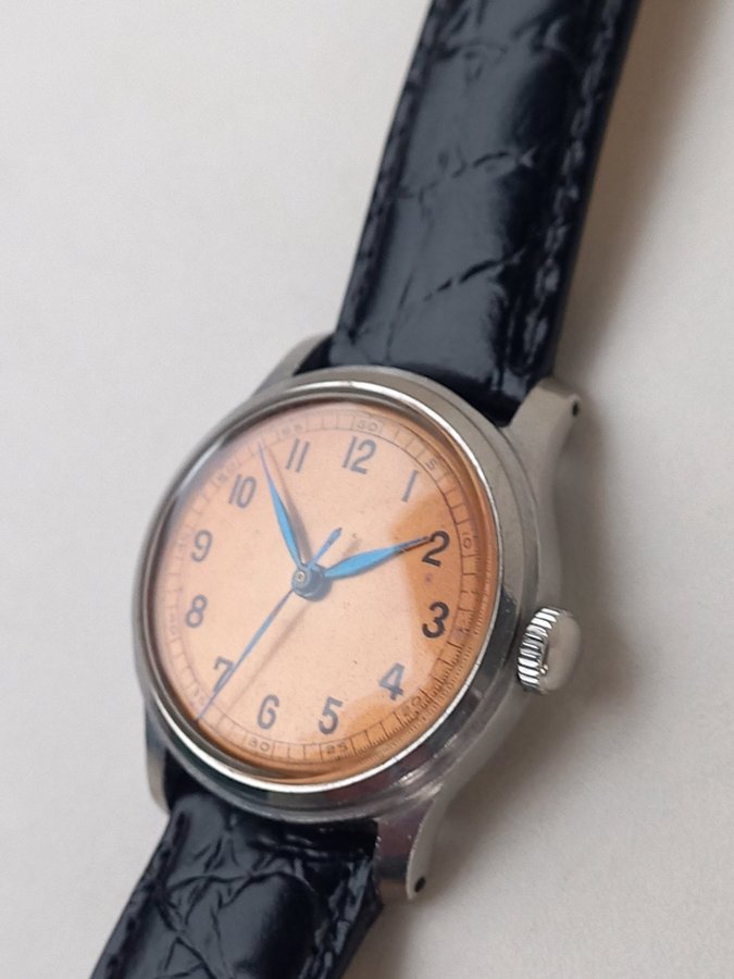 Vintage nice Unbranding Military Watch with Orange Dial