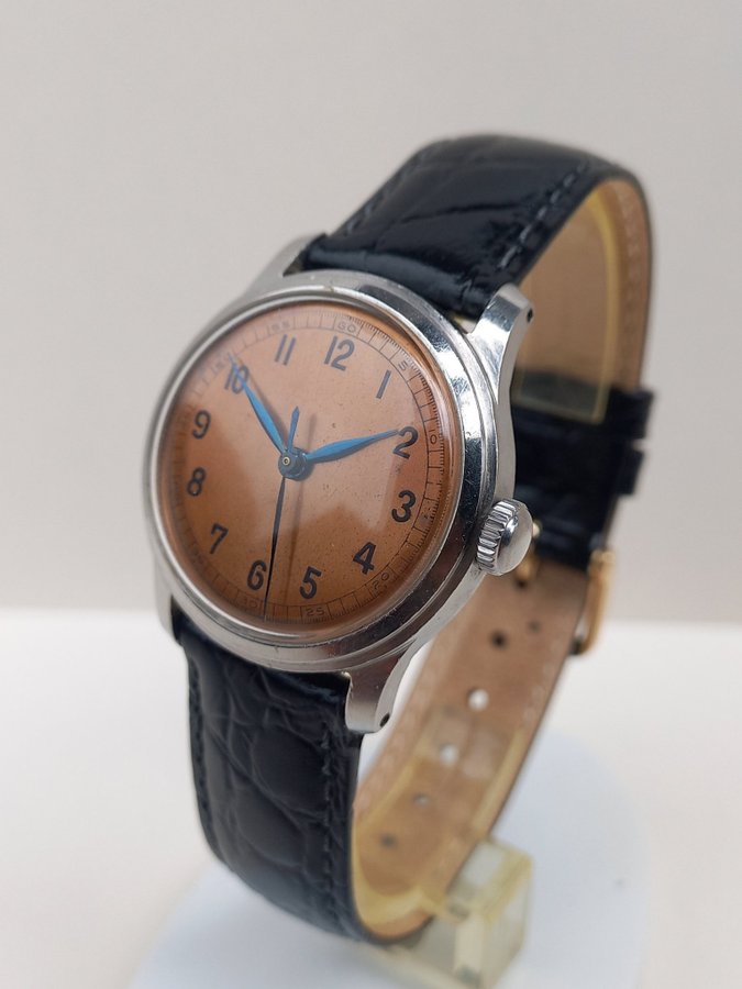 Vintage nice Unbranding Military Watch with Orange Dial