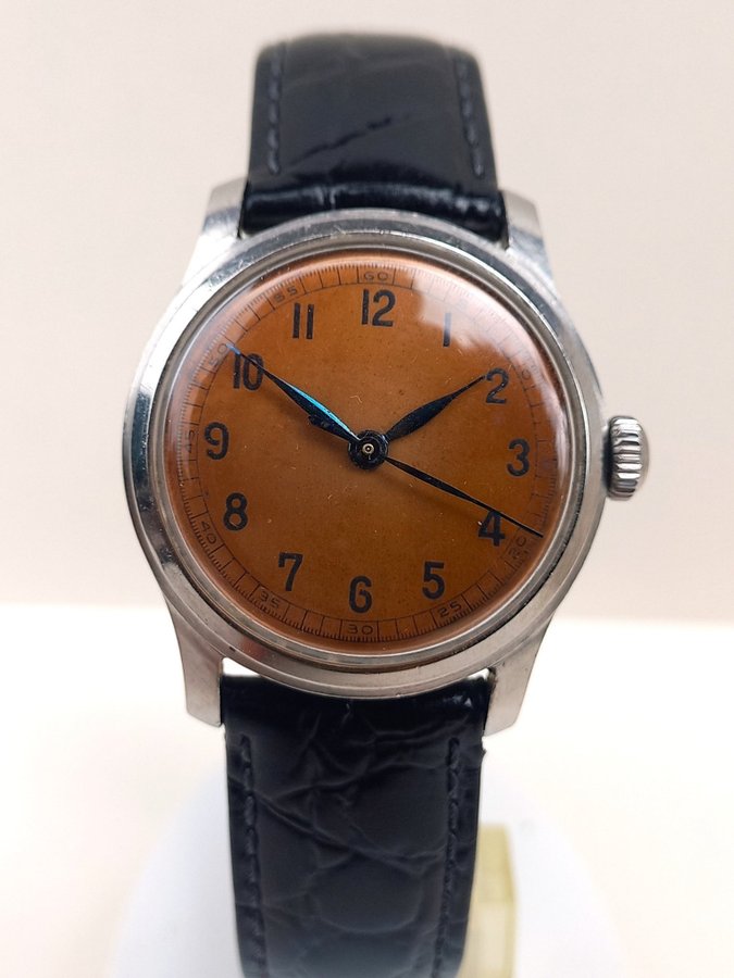 Vintage nice Unbranding Military Watch with Orange Dial