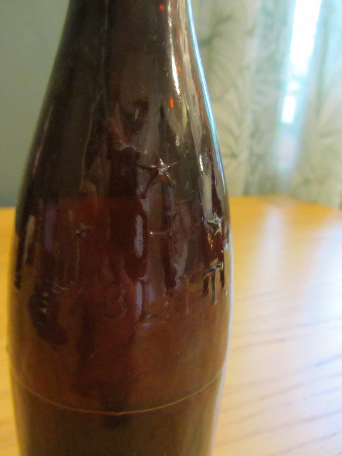 1st Gammal knoppflaska Knoppflaskor Flaska Antik Brun 1/3Lit Bryggeri glasbruk