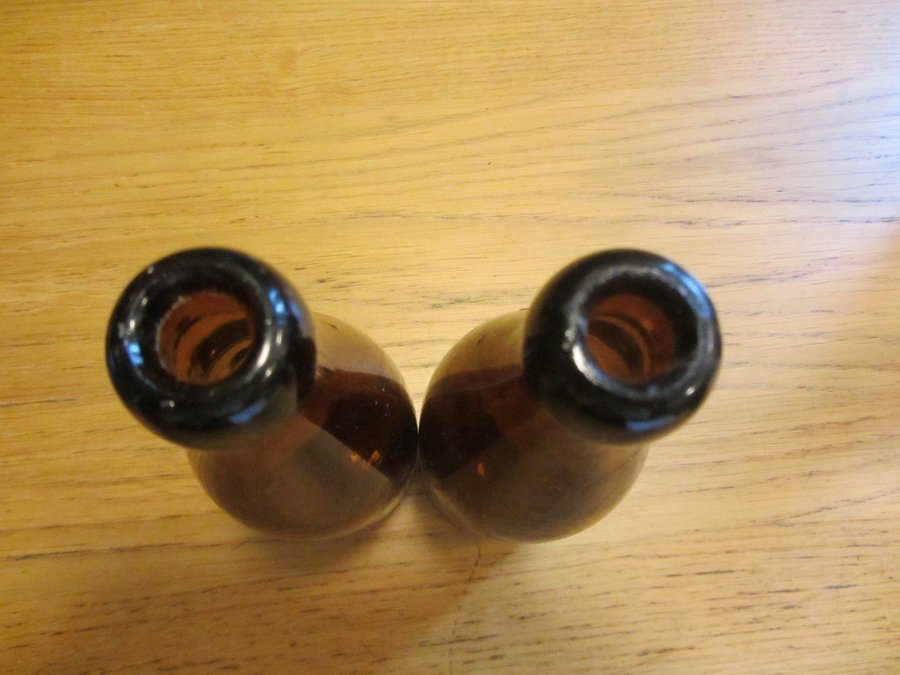 2st Gammal knoppflaska Knoppflaskor Flaska Antik Brun 1/3Lit Bryggeri glasbruk