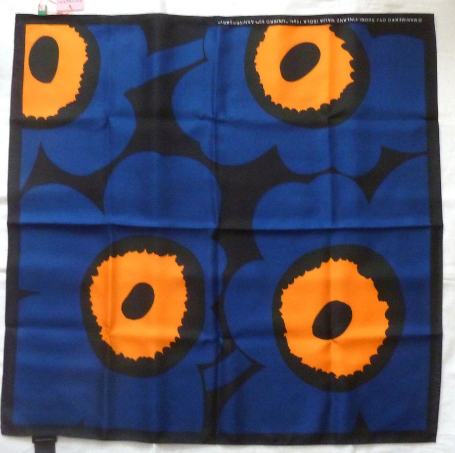 Marimekko Scarf Unikko 60-år Jubileum 100%Silke 75x75cm Oanvänd Ny Originalask