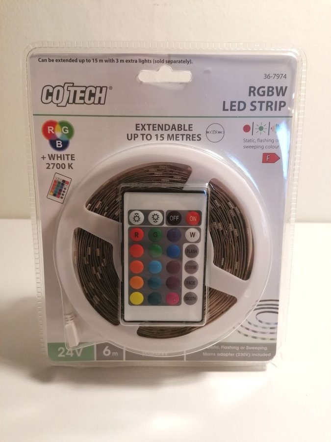 Ny Oöppnad Go Tech Led Strip 6m RGBW med Fjärrkontroll