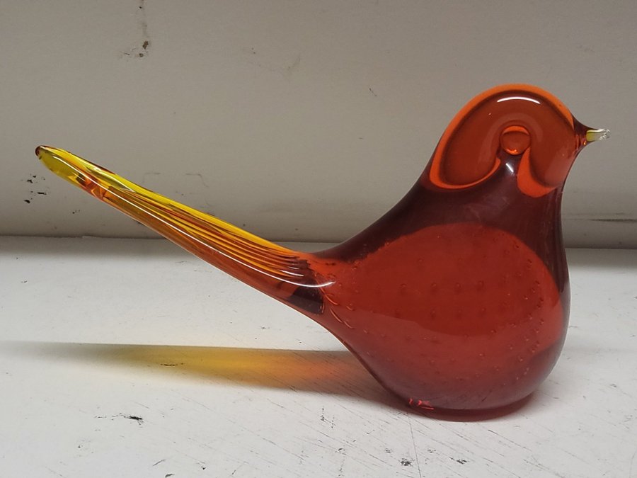 Glasfågel svansk handgjord 11X18 cm