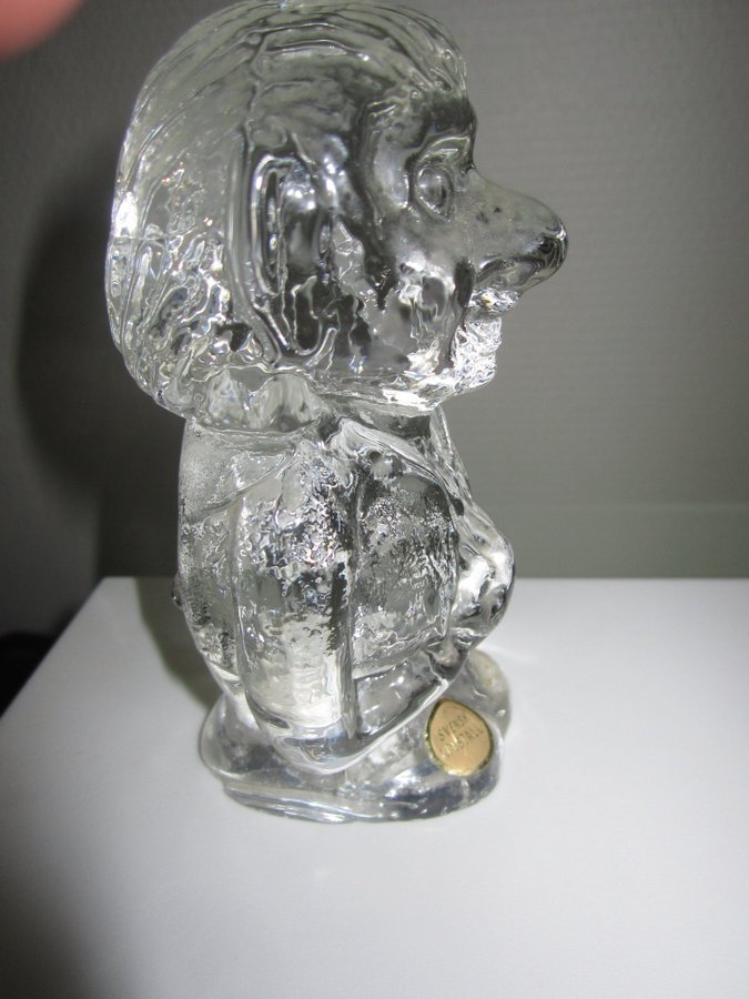 Svensk Kristall Stort tungt TROLL i kristall från Bergdala Höjd ca 13 cm