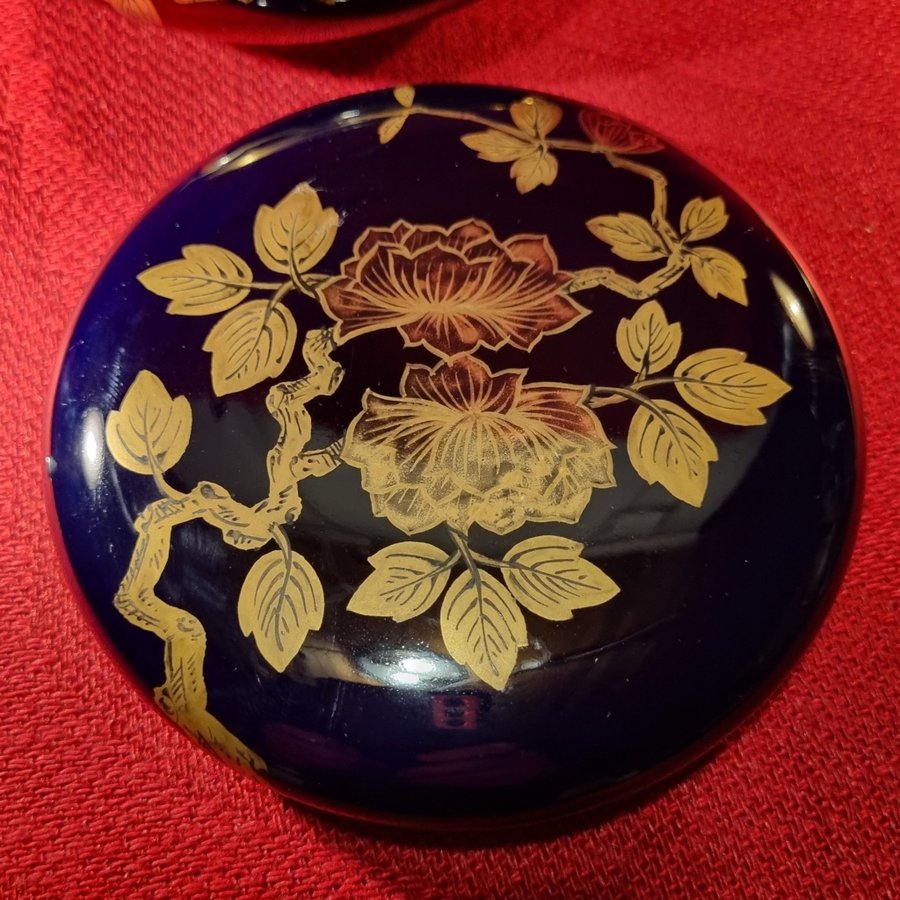 Gustave ASCH (1856-1911) S te Radegonde - Art Nouveau Cobalt blå Rosor i Guld