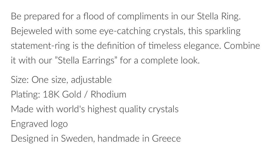 Caroline Svedbom ring Stella rhodium crystal i nyskick