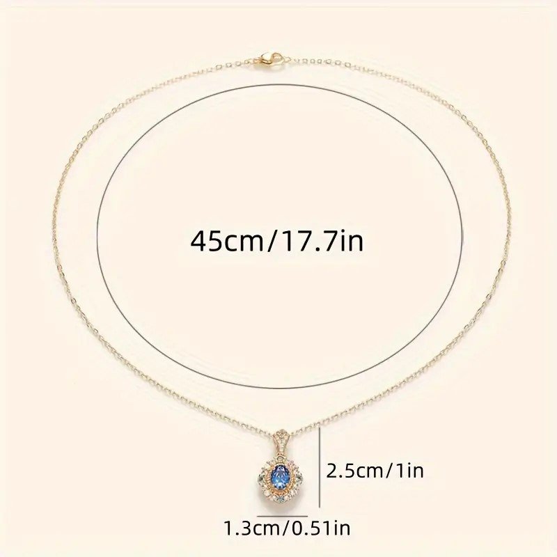 Oval Cut Blue Necklace Elegant Style Ladies Engagement Wedding Jewelry