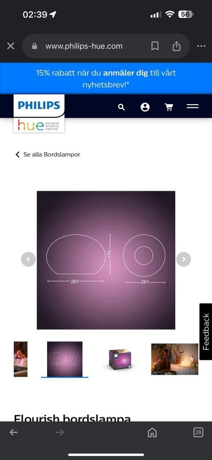 Philips hue bordslampa