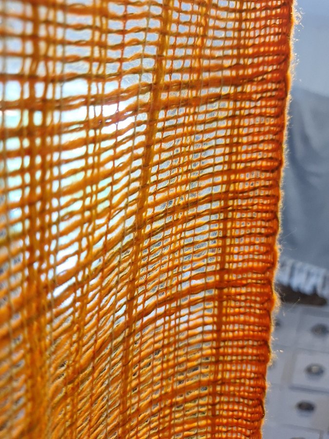 Retro glesvävd gardin 2 längder orange 70 80-tal