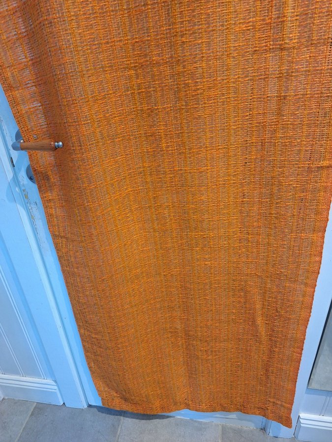 Retro glesvävd gardin 2 längder orange 70 80-tal