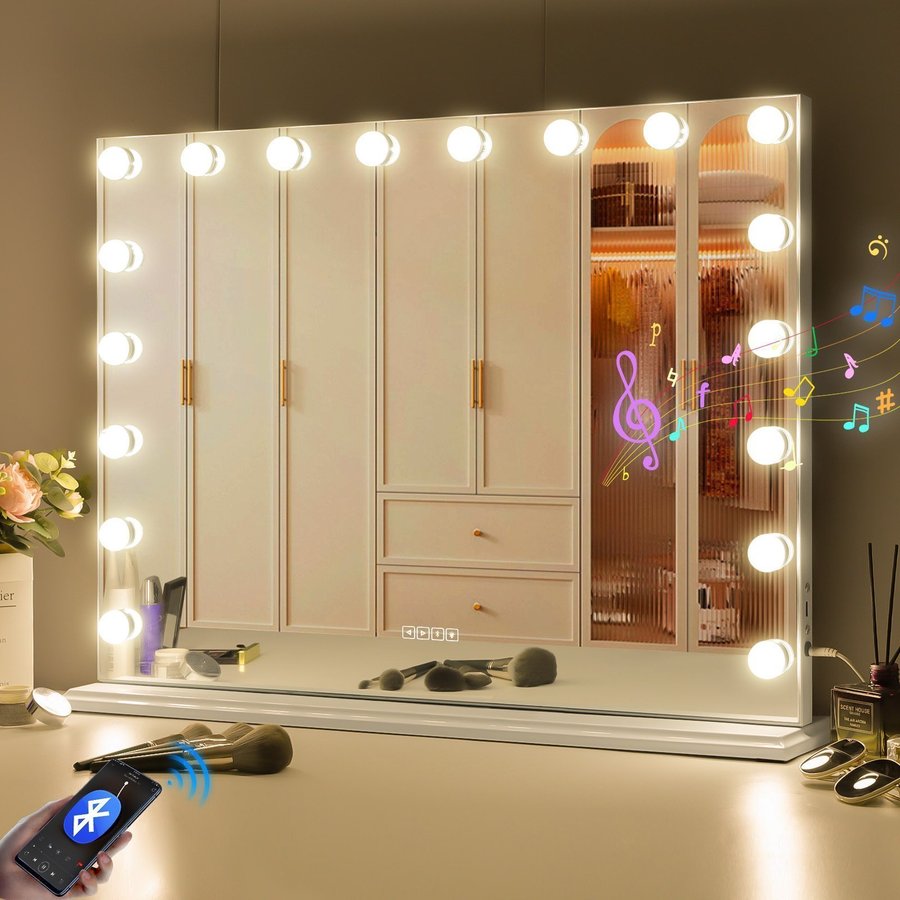 80x58cm Hollywood Vanity Mirror with Lights Bluetooth Free Shipping