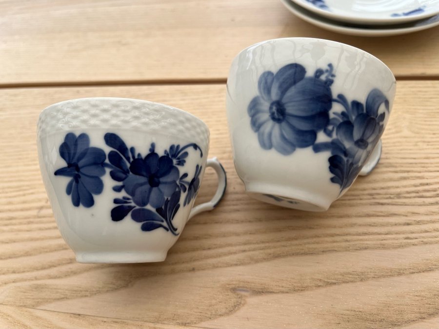 Parti Royal Copenhagen Blå blomster kaffekoppar ytterfoder tekopp