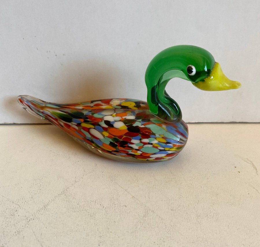 Vintage Murano art Glass Duck Figurine Mid-Century Italian konstglas