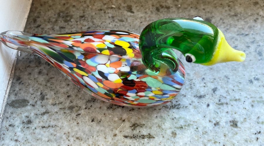 Vintage Murano art Glass Duck Figurine Mid-Century Italian konstglas