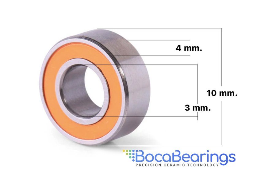 ABU Ambassadeur Rulltrim 3x10x4 ABEC 7 BOCA Ceramic Hybrid Orange Seal Bearing