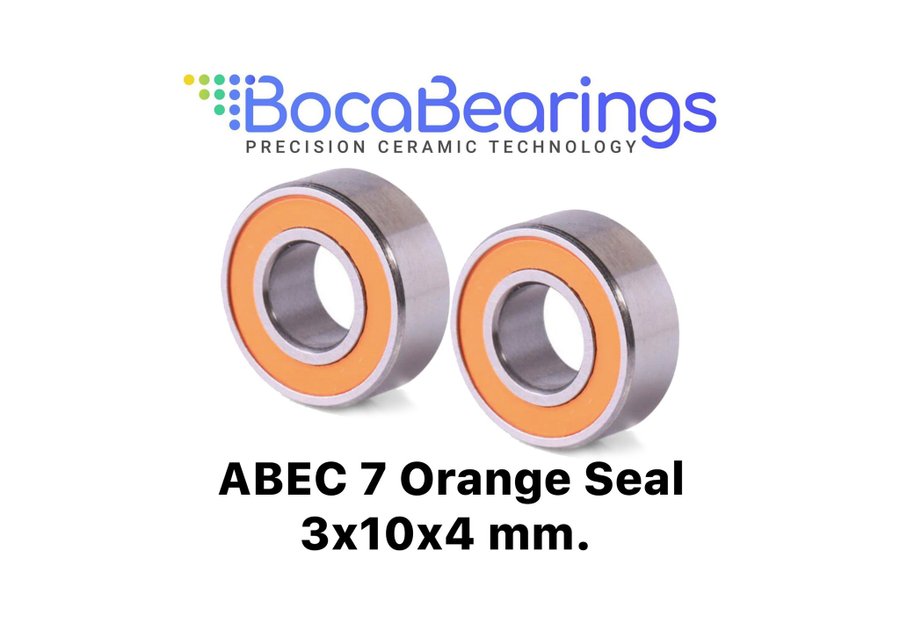 ABU Ambassadeur Rulltrim 3x10x4 ABEC 7 BOCA Ceramic Hybrid Orange Seal Bearing