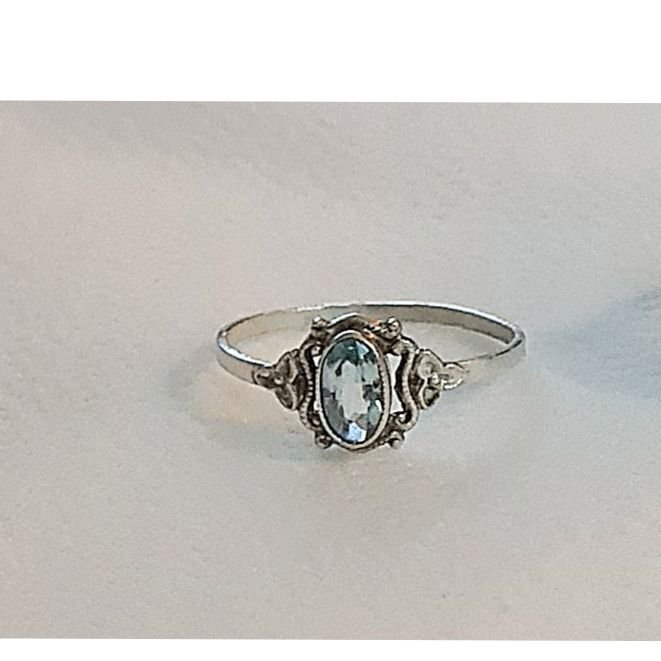 Fynd ART DECO Ring topas-blå Kristall Topas blå