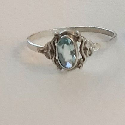 Fynd ART DECO Ring topas-blå Kristall Topas blå