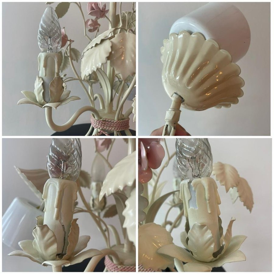 Vacker lampa med blommor - Italien ITALY italiensk - taklampa - vintage - retro