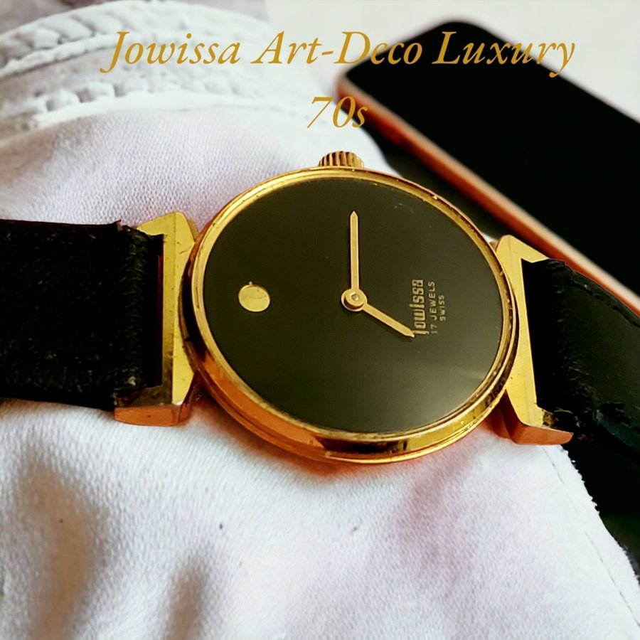 Vintage Luxury Art-Deco Jowissa Damklocka 1970s