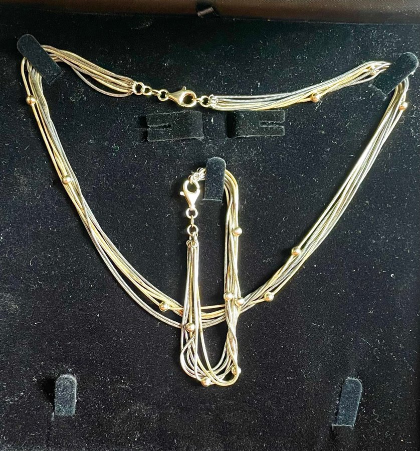 Vintage~ Äkta silver 925~ Set av Halsband  Armband