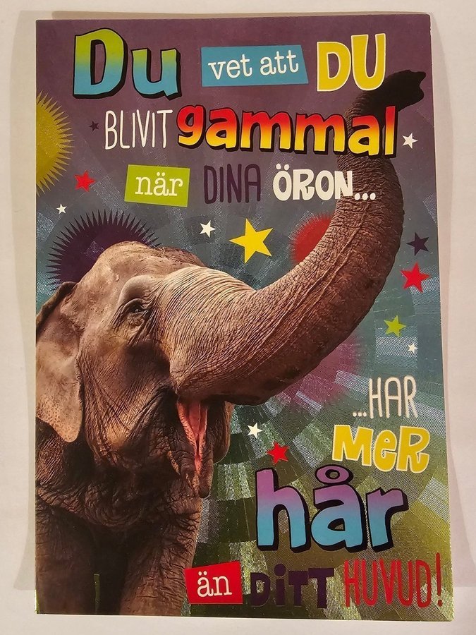 FÖDELSEDAGSKORT Gratulationskort Vykort Kort Glitter Birthday card HELT NYTT!