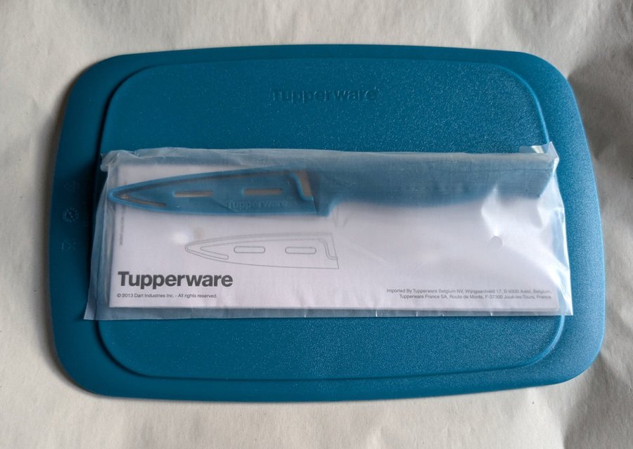 Tupperware KombiSmart skärbräda + kniv blå Nya