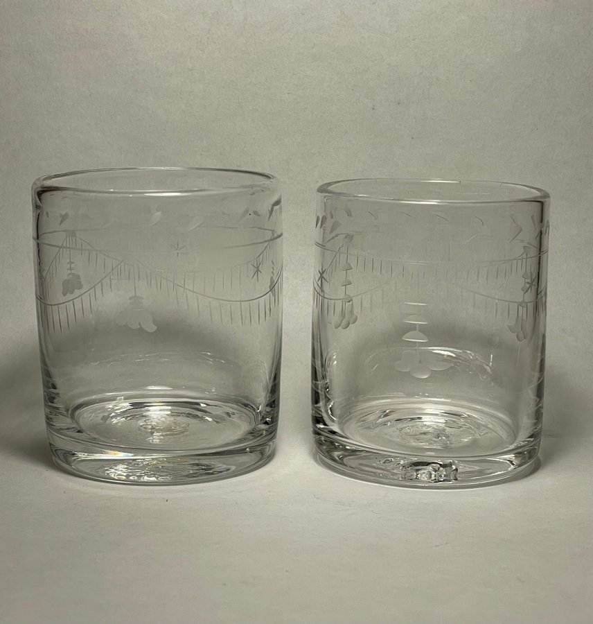 Munblåsta två Whiskyglas Reijmyre 1810 Sweden