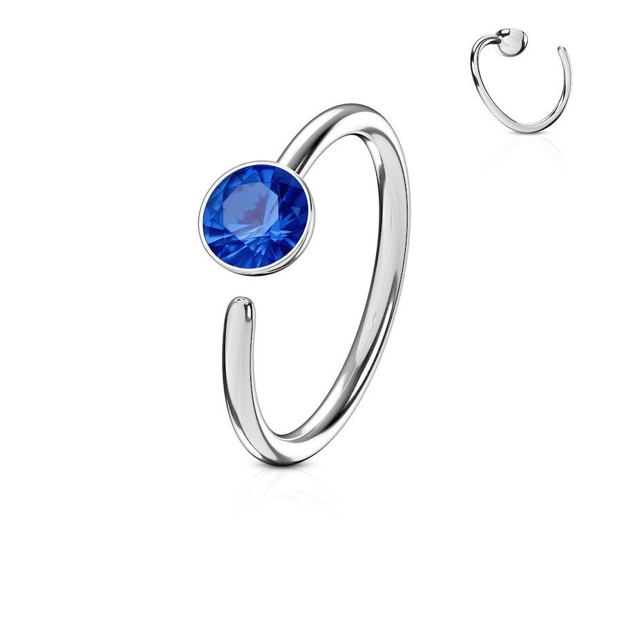 REA__REA__10 mm Piercing ring i 316L stål med Blå CZ