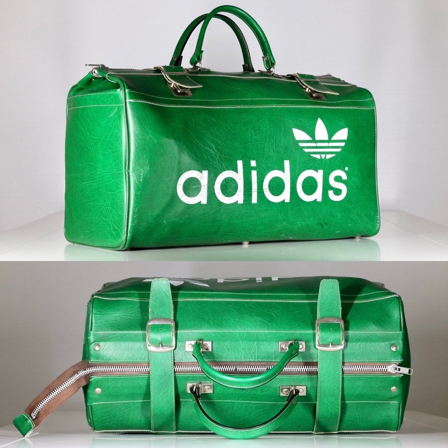 ADIDAS - VÄSKA - RETRO - VINTAGE - LÄDER - 1970 TALET - GYMBAG - SPORTBAG