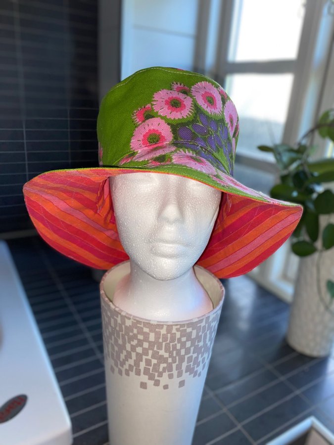 Solhatt bucket hatt Grön Röd Rosa Hatt retro tyger unik ny oanvänd st 58-60