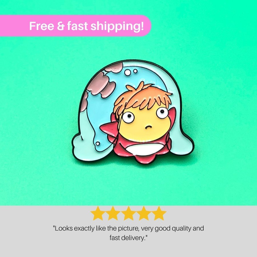 Studio Ghibli's Ponyo Hard Enamel Pin - Novelty Gift for Anime  Pop Culture