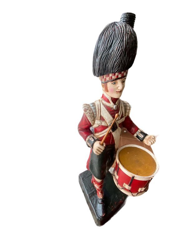 Vintage Wooden Drummer Statue 110cm