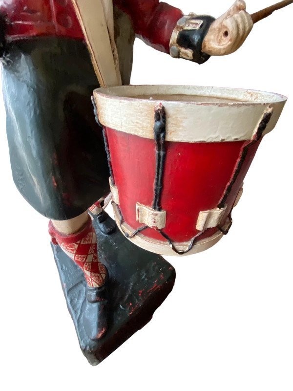 Vintage Wooden Drummer Statue 110cm