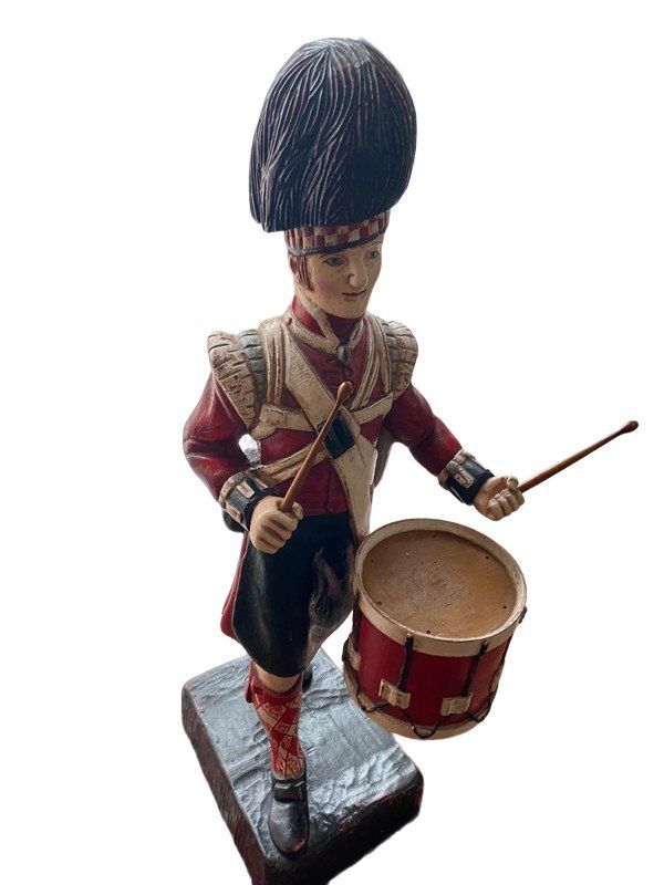 Vintage Wooden Drummer Statue 110cm