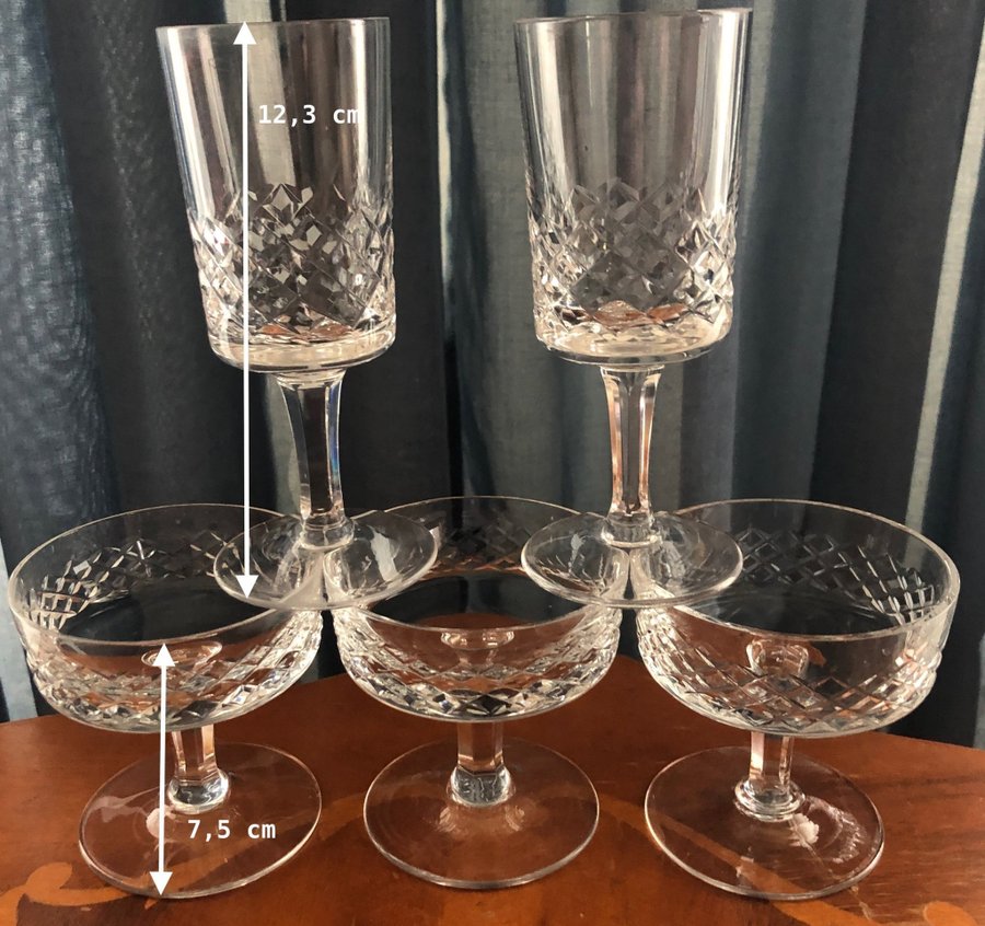 2 snapsglas+3 cocktailglas/dessertglas/rutslipade/rutmönster på fot Ekenäs?