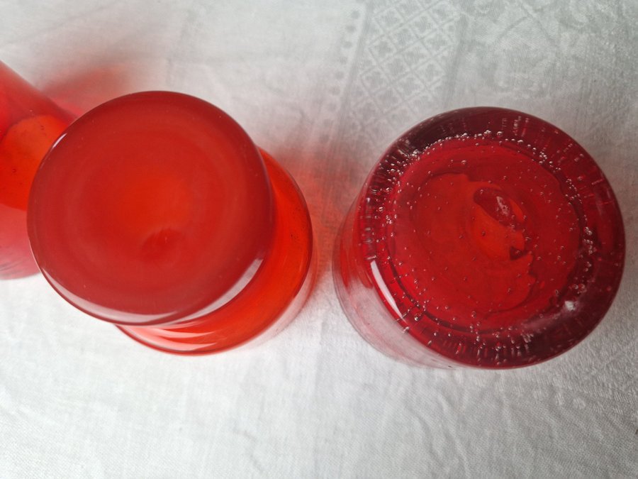 3 st fina ljuslyktor ljushållare I glas orange röd RETRO VINTAG